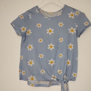 Floral Blue Tie-Front Blouse